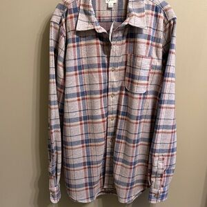 J. Crew Men's Casual Plaid Shirt - Red, Blue, Cream
